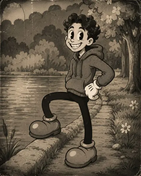 1930s retro rubber hose cartoon stylized