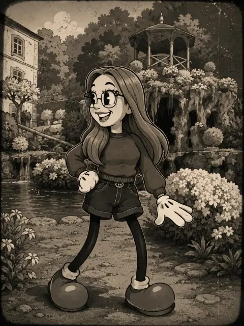 1930s rubber hose style retro cartoon conversion