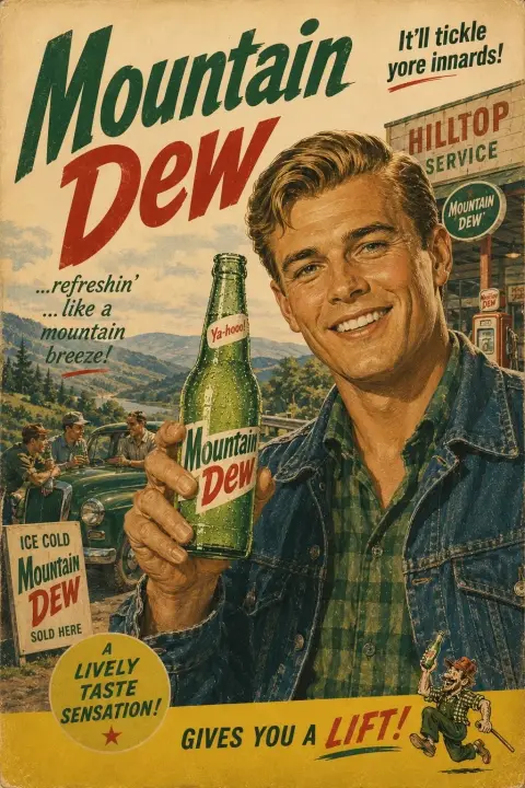1960s American retro advertising poster style