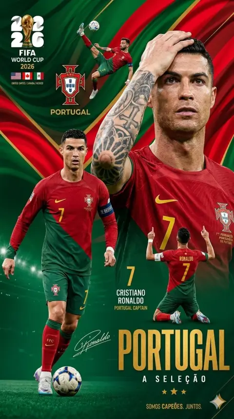 2026 World Cup Portugal National Team Football Poster