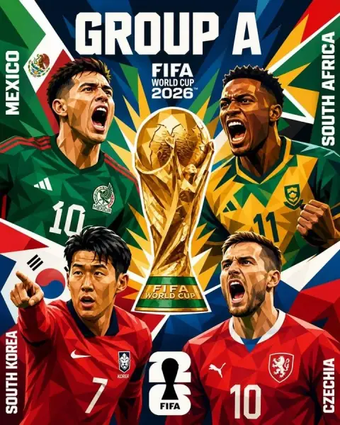 2026 World Cup Group D Four Nations Stars Dynamic Low Poly Illustration Poster