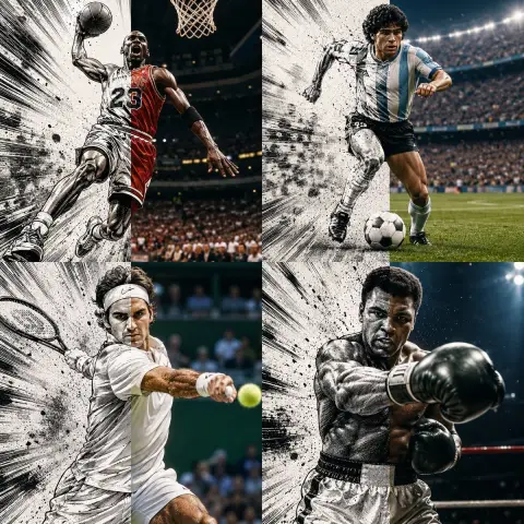 2D and 3D converted portraits of sports legends