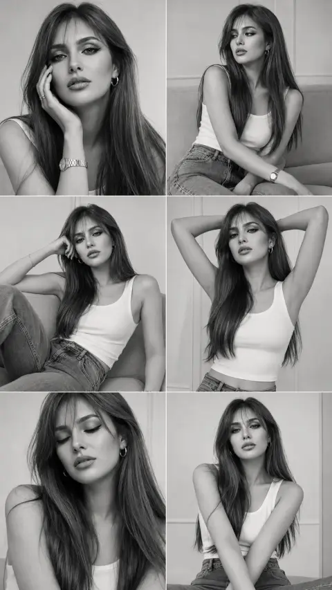 2x3 black and white simple fashion female collage photography