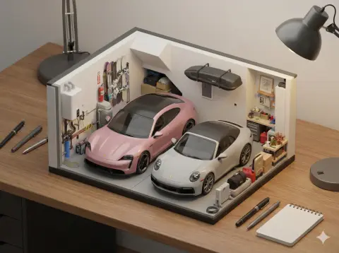 3D chibi-style miniature garage