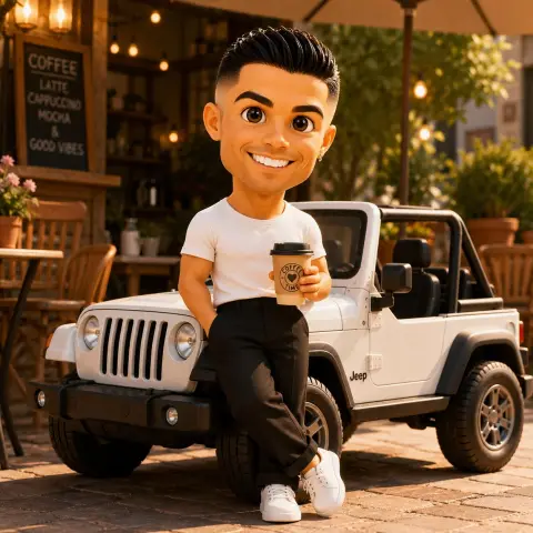 3D cute Q-version character and mini jeep