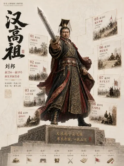 3D realistic historical figure biography broken frame visual poster