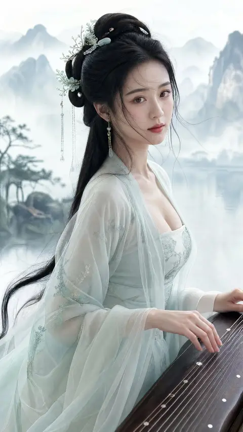 4K realistic neo-Chinese style half-length female portrait