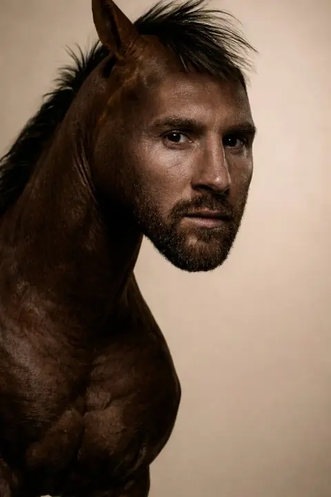 8K hyper-realistic human-horse hybrid warrior close-up
