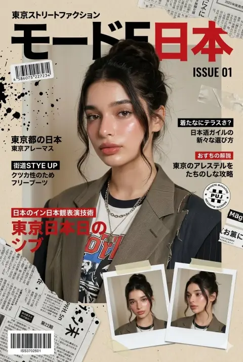 8K super cinematic Japanese fashion magazine cover