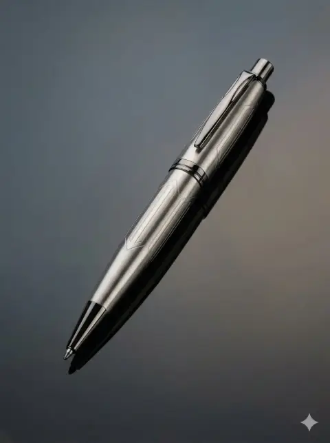 8K ultra-clear luxury metallic pen commercial photography