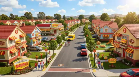 90s fast food style neon suburbs