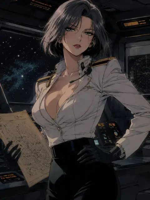 90s OVA style high-quality mature female character template