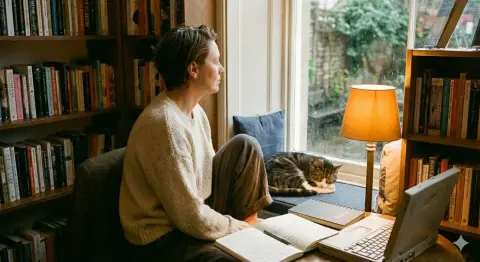 A comfortable time at home immersed in soft light and shadow