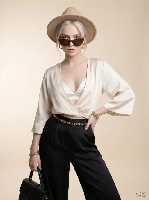 A cool, high-end fashion blockbuster in luxurious silk, black and gold colors