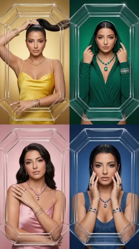 A feast of luxurious jewelry in an octagonal frame