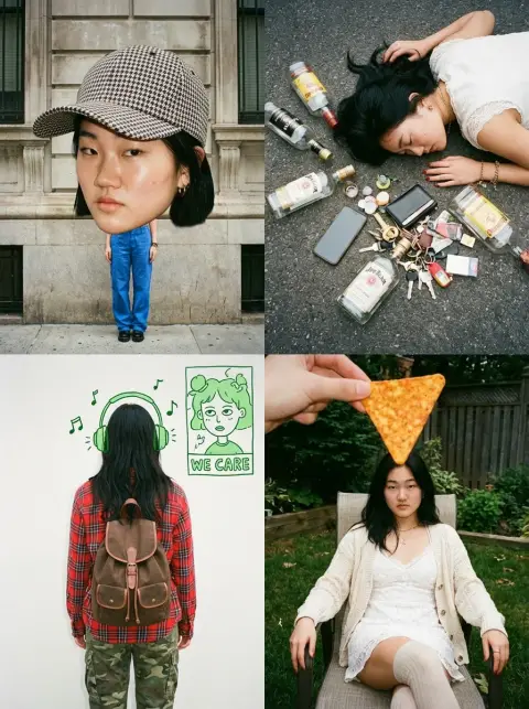 A four-panel photo collage