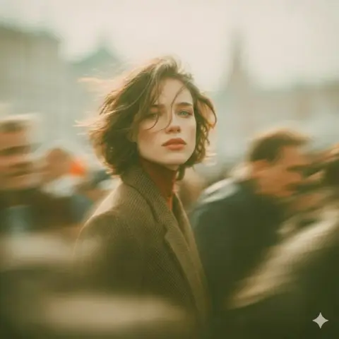 A girl with a retro movie sense who is still in the hustle and bustle of the city