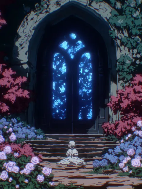 A huge door looks like a portal to paradise