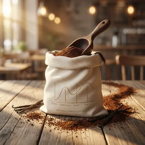 A large piece of luxurious vanilla coffee texture under the warm morning light