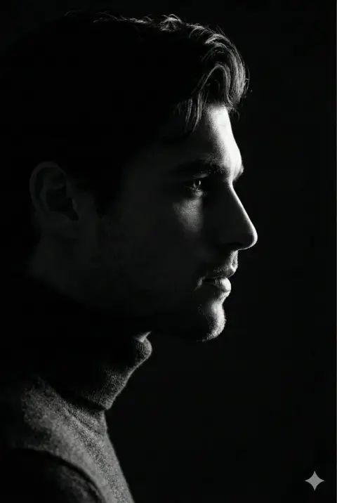 A mysterious profile outlined in darkness
