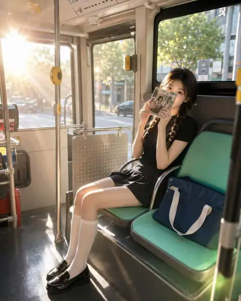 A quiet, cinematic photo on the bus in the afternoon