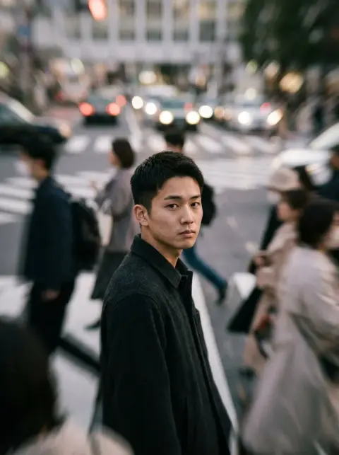 A quiet figure among the noisy crowd