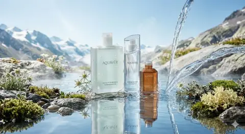 A visual blockbuster of pure skin care among snowy mountains and glaciers