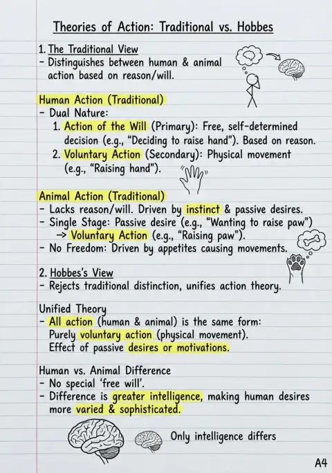 A4 handwritten student notes marked with highlighter pen