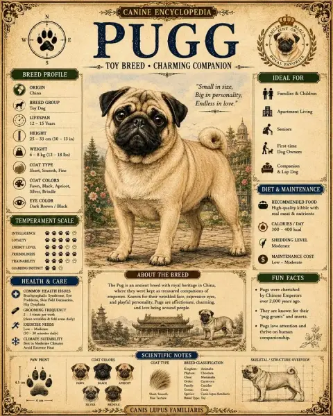 A4 vertical version of a certain dog breed retro encyclopedia poster