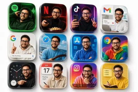 Advanced 3D realistic application icon 12 square grid design