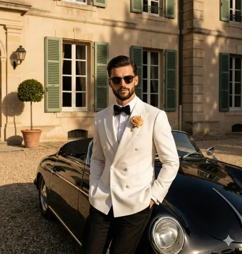 Agent aesthetics next to retro Porsche