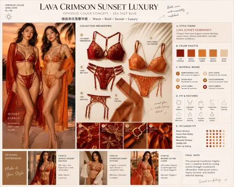 AI high-end underwear set fashion planning drawing board