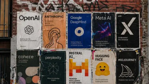 AI poster Matrix on brick wall in San Francisco