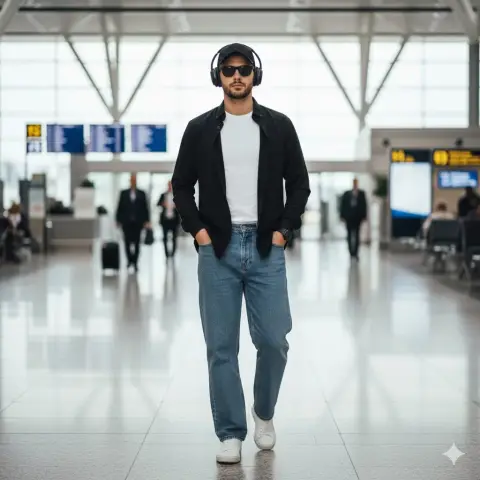 Airport Street Photography: Trendy Men’s Casual Travel Aesthetics