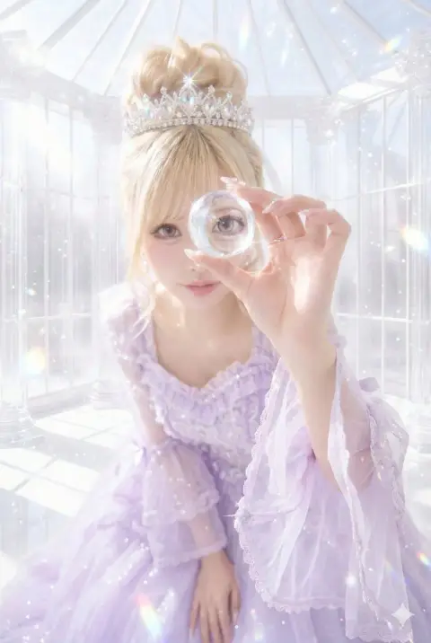 An inverted fantasy world reflected in the crystal glass ball