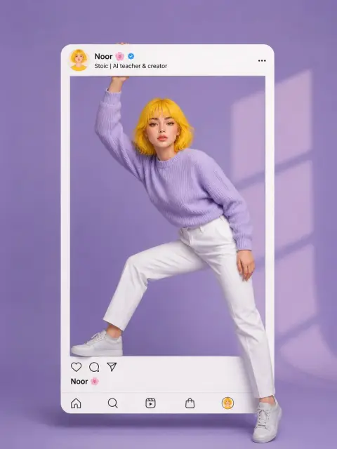 Anime girl social media poster that breaks out of the frame