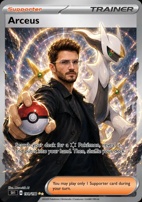 Anime style Pokémon trainer fully painted card illustration