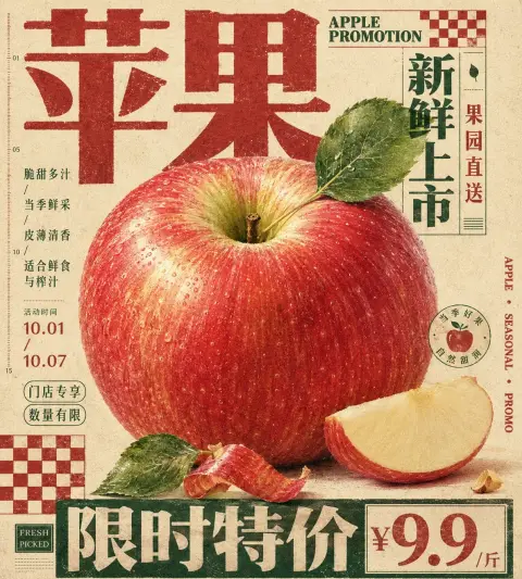 Apple promotional poster retro typography design