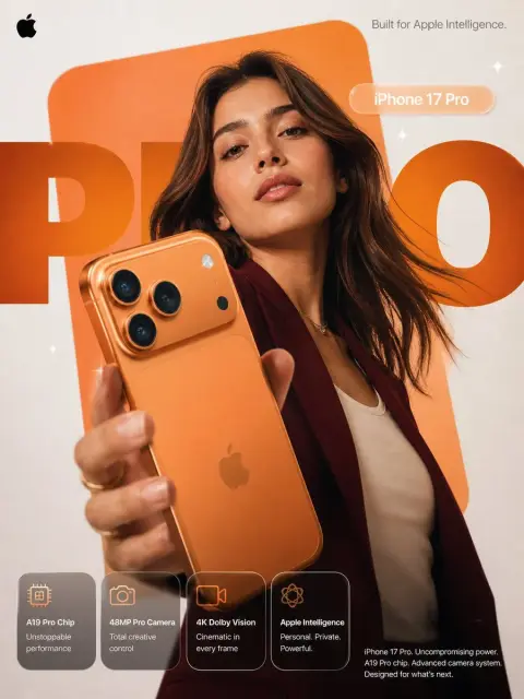 Apple style iPhone 17 Pro advertising poster