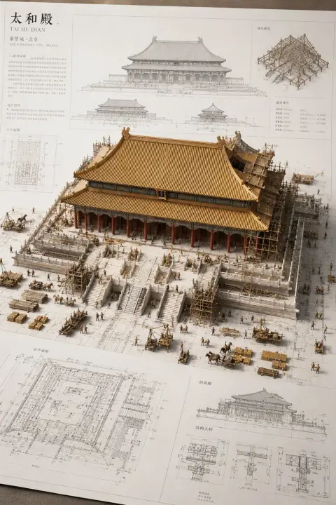 Architectural miniature blueprint Chinese ancient building model