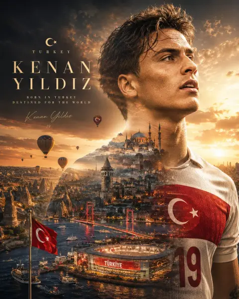 Arda Güler Turkish double exposure football poster