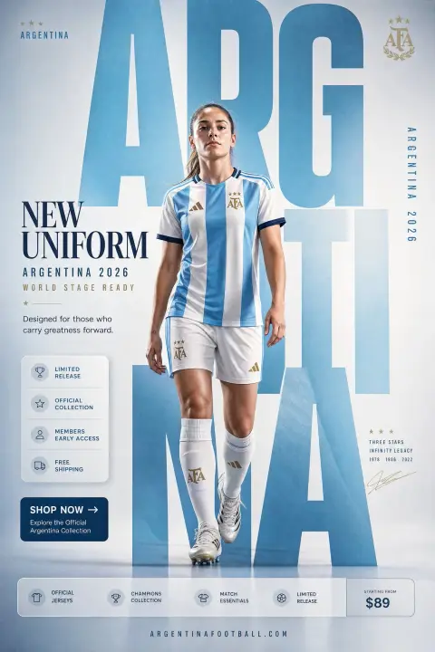 Argentina national team new uniform super high fashion poster