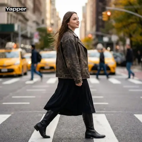 Autumn haute couture blockbusters on urban streets