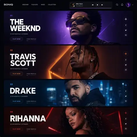 Avant-garde futuristic music website UI design