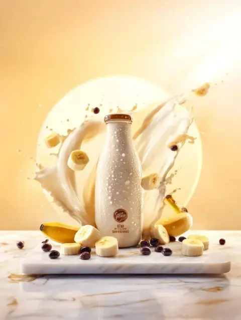 Banana milk high speed splash commercial photography
