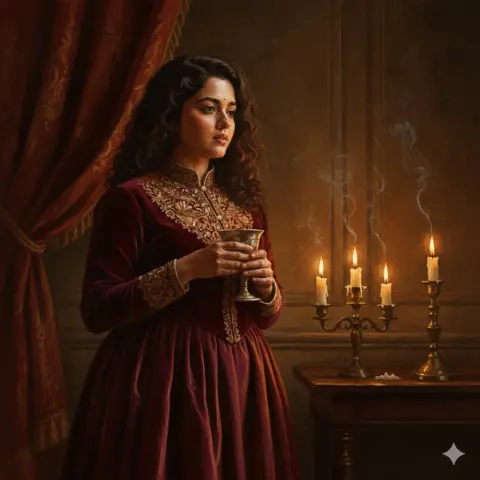 Baroque oil painting and watercolor ultimate portrait under the shadow of candlelight