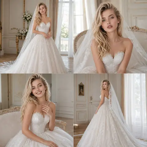Beautiful full set of wedding photography four-square portrait