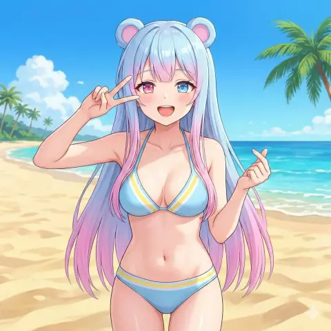 Bikini girl on the sunny beach