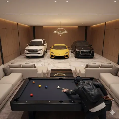 Billiards Gentleman in Luxurious Garage