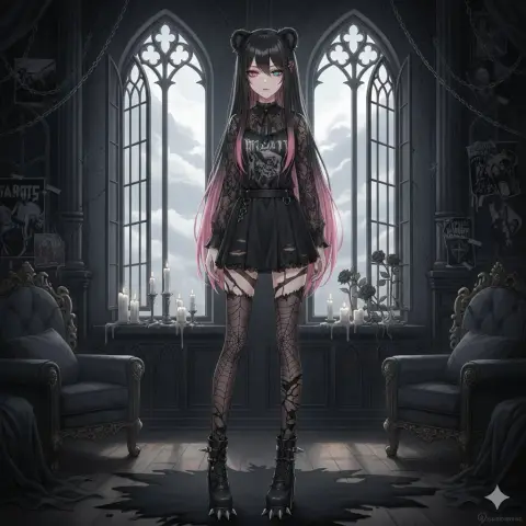 Black and pink death barbie doll